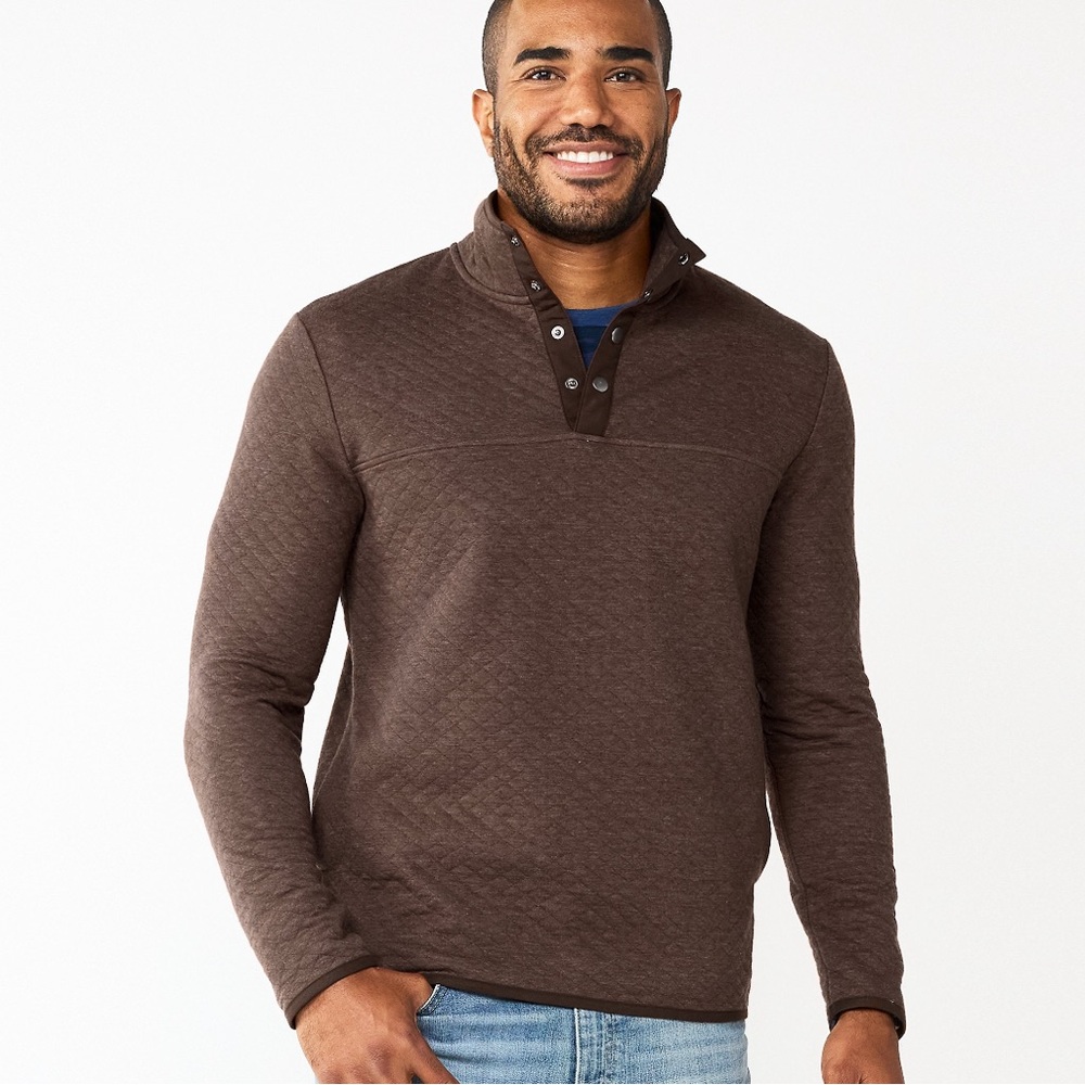 Men's Sonoma Goods For Life® Quilted Quarter-Snap Fleece. Size XL